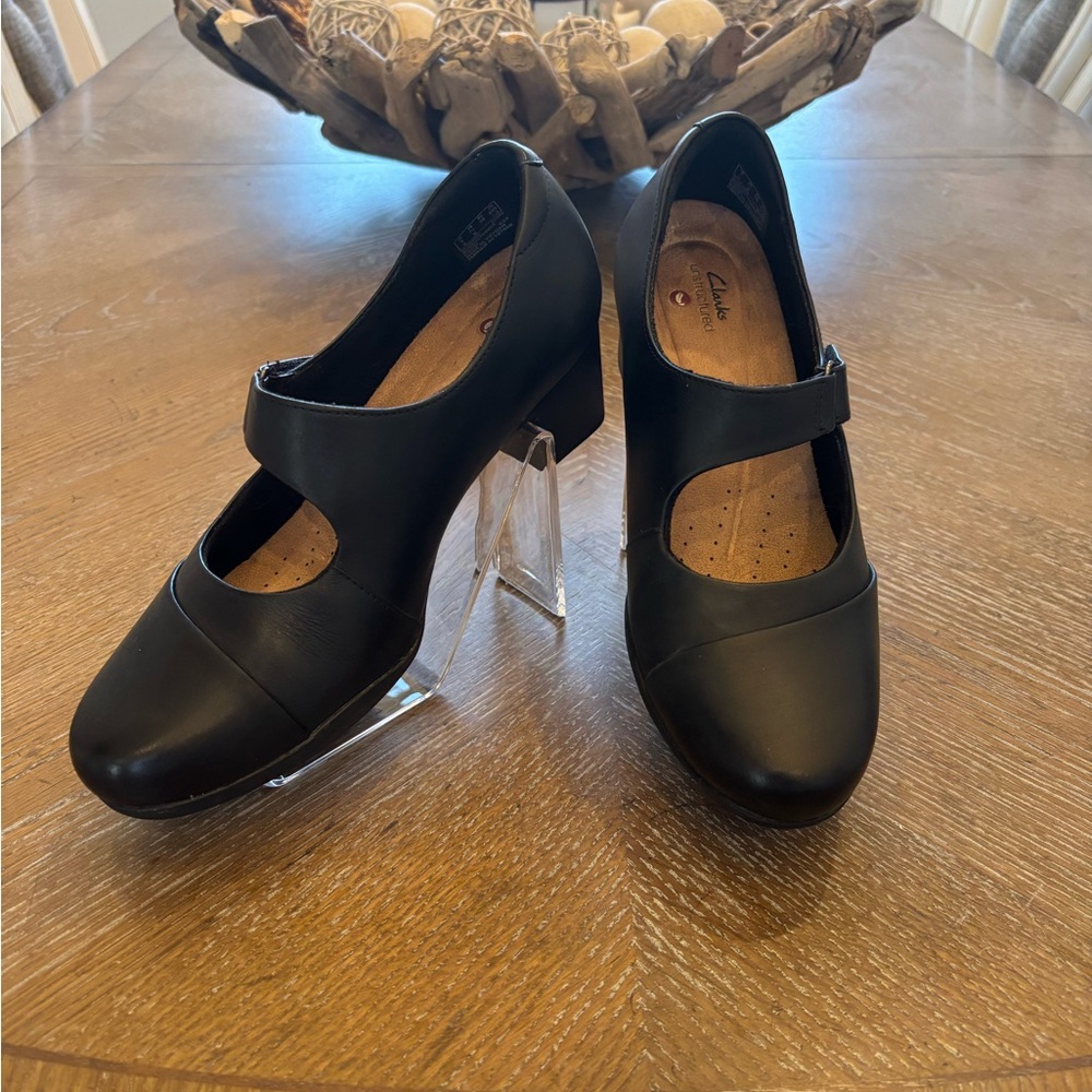 Clarks Black Rosalyn Wren Heeled Mary Jane Shoes